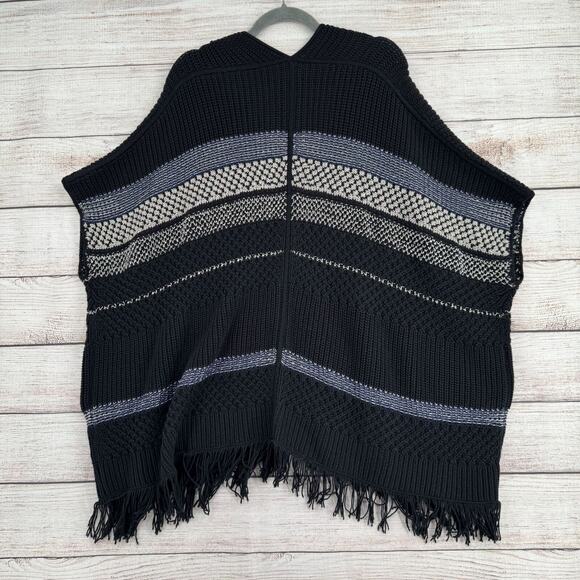 Joie Open Front Multi Knit Sleeveless Cardigan Shawl Women's XXS/S Black/Blue - Picture 2 of 11